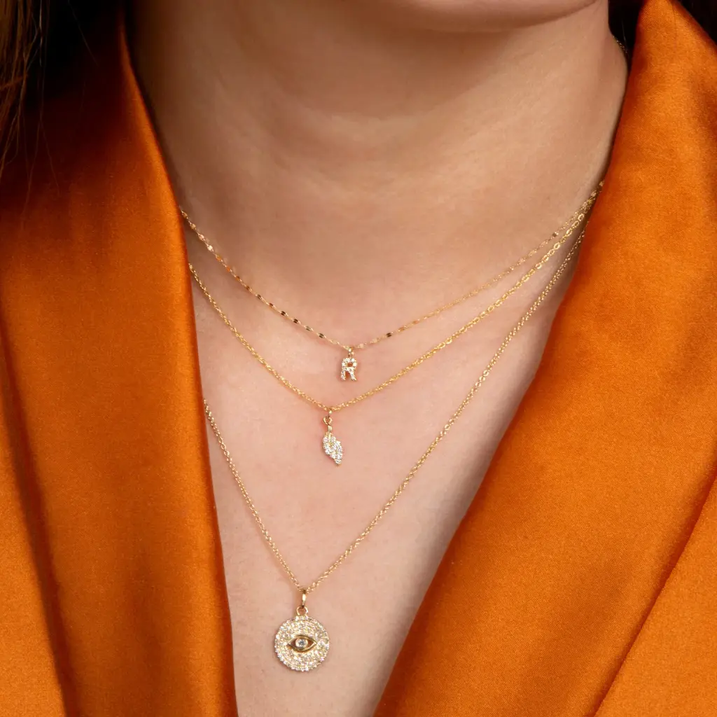Tiny Diamond Initial Sparkle Choker Pendant Necklace Nishi Atelier